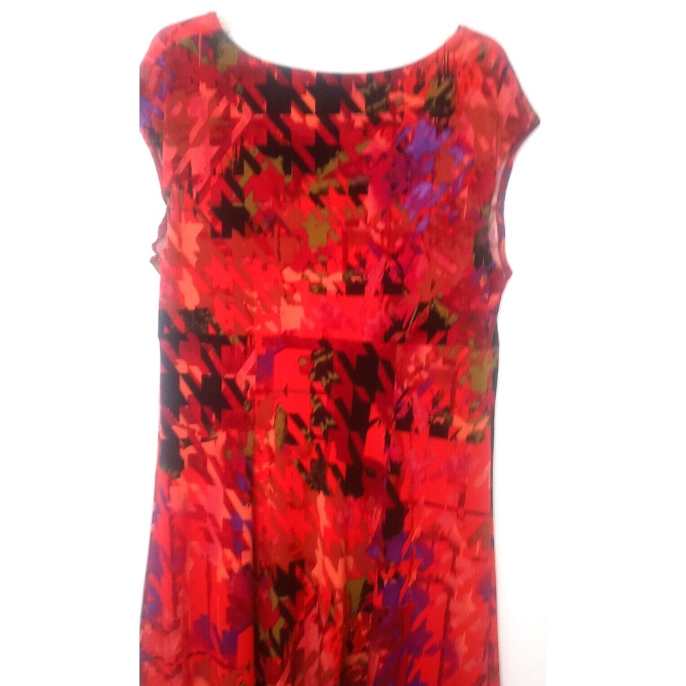 Kim Rogers Dress Women's Sz 14 Abstract  Print Midi  Pull On Twist Chest Stretch - Picture 5 of 6